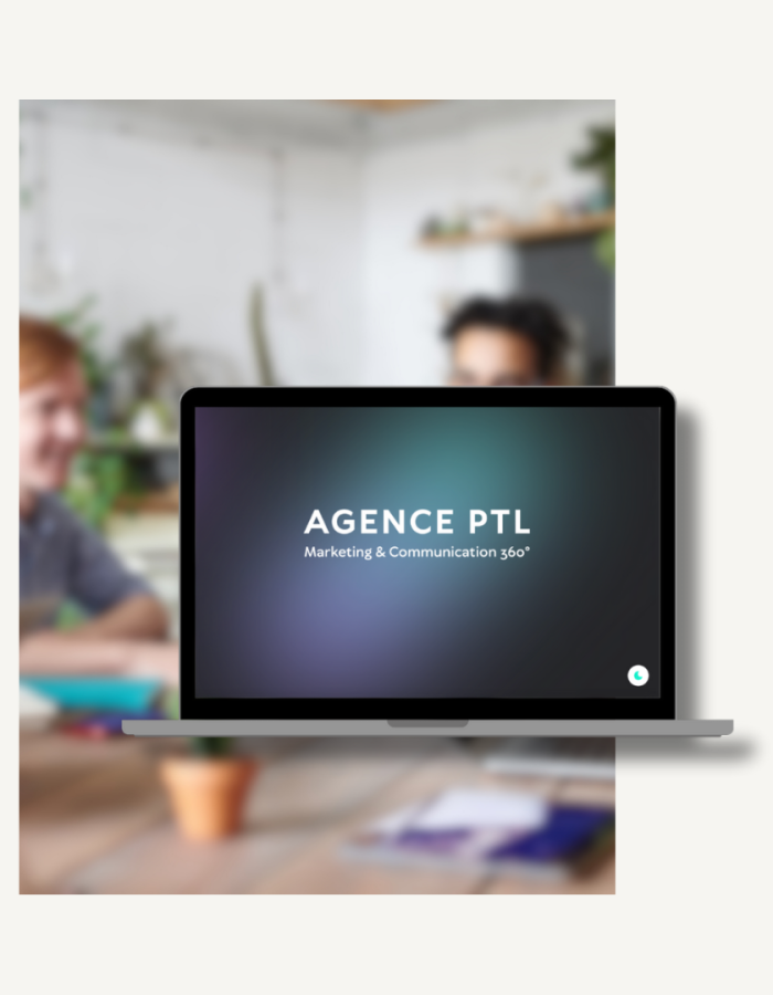 Agence PTL Ordinateur avec logo Agence PTL